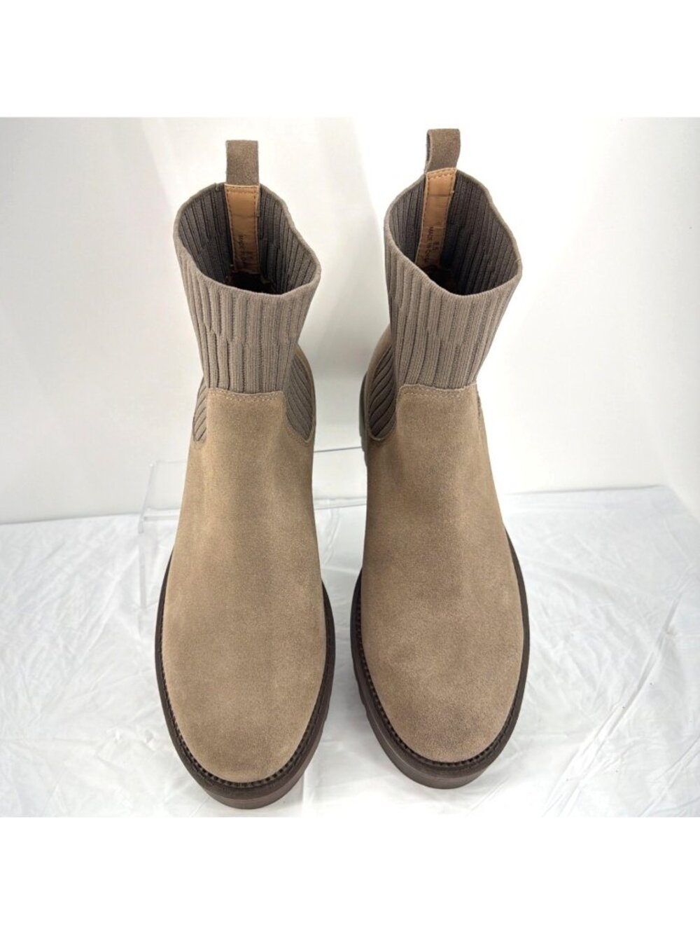 Blondo Hallie Waterproof Chelsea Boots Taupe Brown Leather Booties Women Sz 8.5